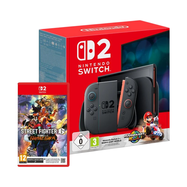 Nintendo Switch 2 + Mario Kart World + Street Fighter 6 Years 1-2 Fighters Edition Hover Image
