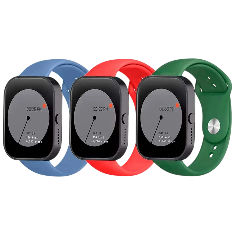 Pack x3 Correa Silicona Elgance para CMF by Nothing Watch Pro 22mm Azul Oscuro, Rojo y Verde