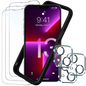Pack de Accesorios iPhone 13 con 3 Protectores de pantalla + 3 Protectores de cámara + Funda Bumper