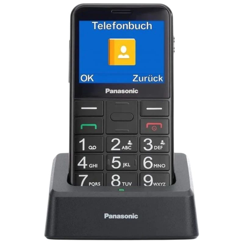 Panasonic KX-TU155EXBN 2.4", Letras Grandes, Alto Contraste, Compatible con Audífonos, Llamada Prioritaria, Base de carga, Negro