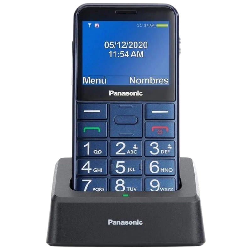 Panasonic KX-TU155EXCN 2.4", Letras Grandes, Alto Contraste, Compatible con Audífonos, Llamada Prioritaria, Base de carga, Azul