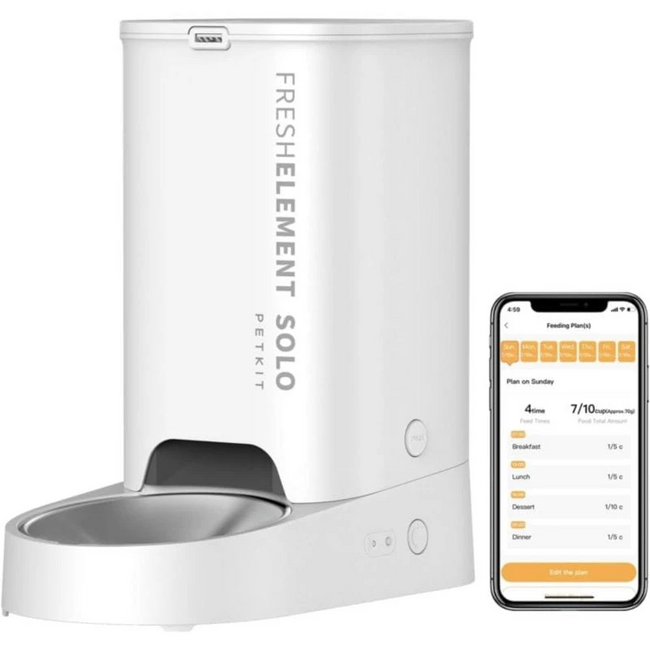 PETKIT Fresh Element SOLO Blanco - Comedero Inteligente Para Mascotas - Dispensador Programable con APP de 1 a 10 Comidas Diarias Hover Image