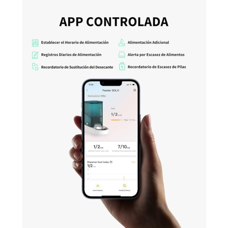 PETKIT Fresh Element SOLO Gris - Comedero Inteligente Para Mascotas - Dispensador Programable con APP de 1 a 10 Comidas Diarias