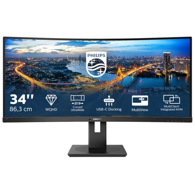 Philips 346B1C 34 Quad HD VA 100 Hz UltraWide Curvo Negro