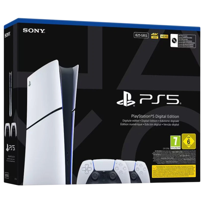 Sony Playstation 5 Slim Digital 825 GB Blanco + 2 Mandos Dualsense