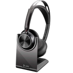 PolyVoyager Focus 2 - Auriculares inalámbricos con adaptador USB-C + Soporte de carga