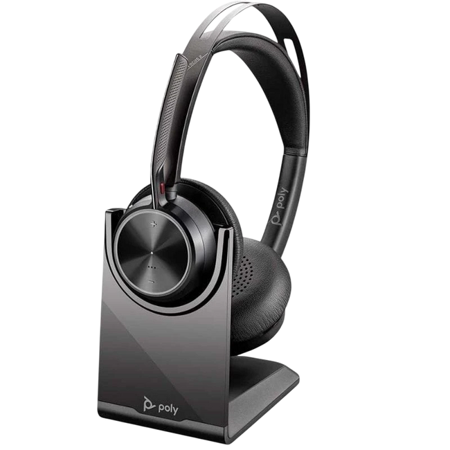 PolyVoyager Focus 2 - Auriculares inalámbricos con adaptador USB-C + Soporte de carga Hover Image