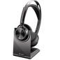 PolyVoyager Focus 2 - Auriculares inalámbricos con adaptador USB-C + Soporte de carga