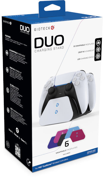 Pack Gioteck Duo Charging Stand + 6 Carcasas De Color Intercambiables Playstation 5 PS5 Hover Image