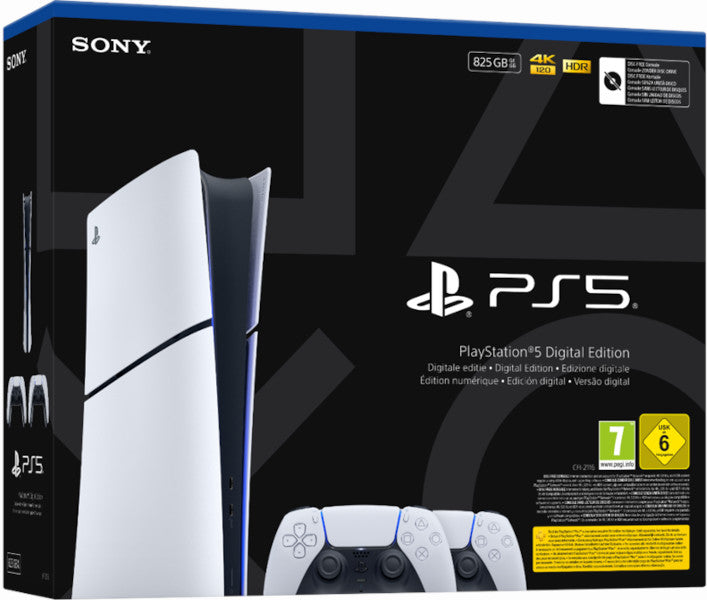 Consola White Digital Slim Edition (825gb) + 2 Dualsense Wireless Controller