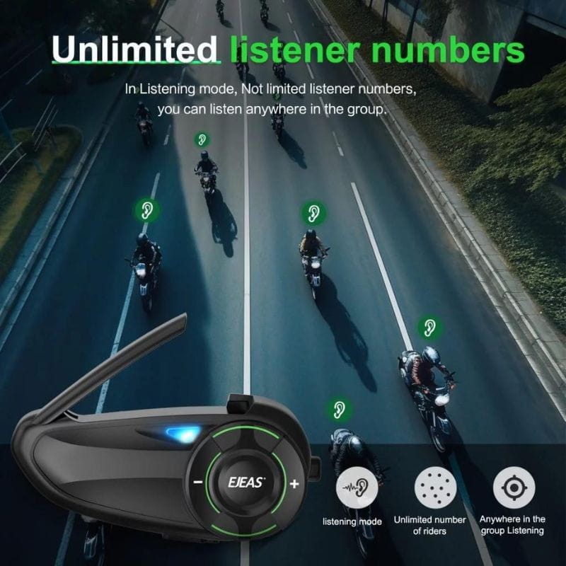 EJEAS Q8 Mesh 6 conductores conversación simultánea - Intercomunicador para Moto