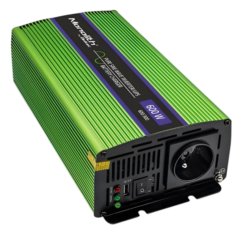 Qoltec Monolith 600 W, Verde - Adaptador e Inversor de Corriente