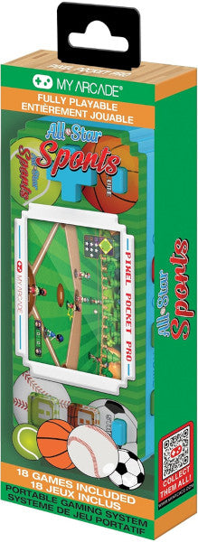 RETRO My Arcade Portable Gaming System Pixel Pocket Pro All-star Sports (18 Games Included)