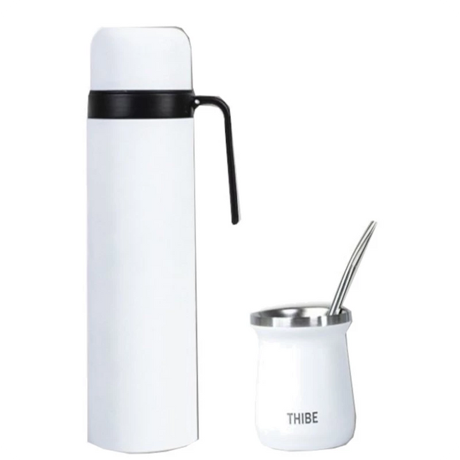 Set de Termo Mate Bombilla y Calabaza Blanco Hover Image