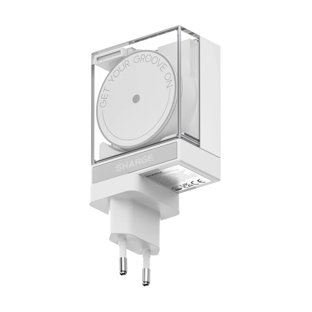SHARGE Retráctil 65W con cable integrado - Cargador GaN Dual PD 3.0