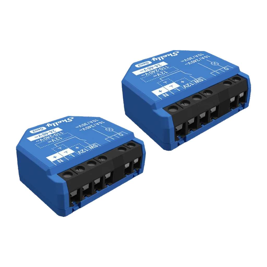 Relé inteligente Shelly 1 Gen3 Wi-Fi Pack de 2 Azul
