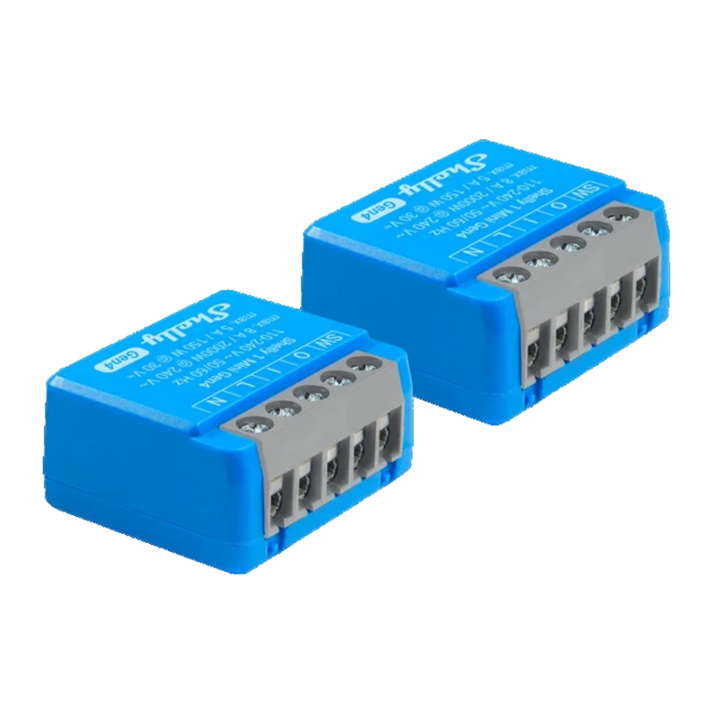 Relé inteligente Shelly 1 Mini Gen4 Pack 2 unidades Azul WiFi 6, Zigbee, Matter 8A