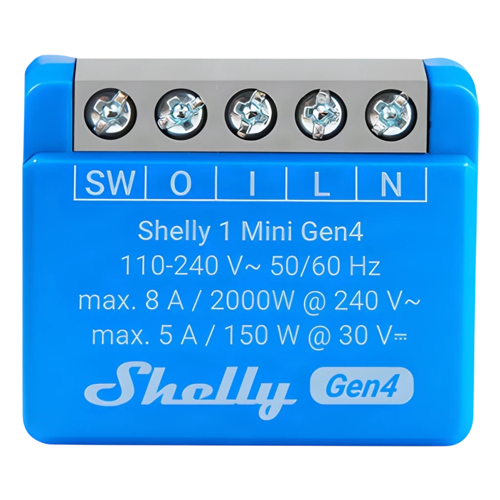 Relé inteligente Shelly 1 Mini Gen4 Azul Protección sobrecalentamiento