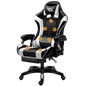 Silla Gaming PowerGaming Masaje 7 puntos Blanco/Negro Reposapiés