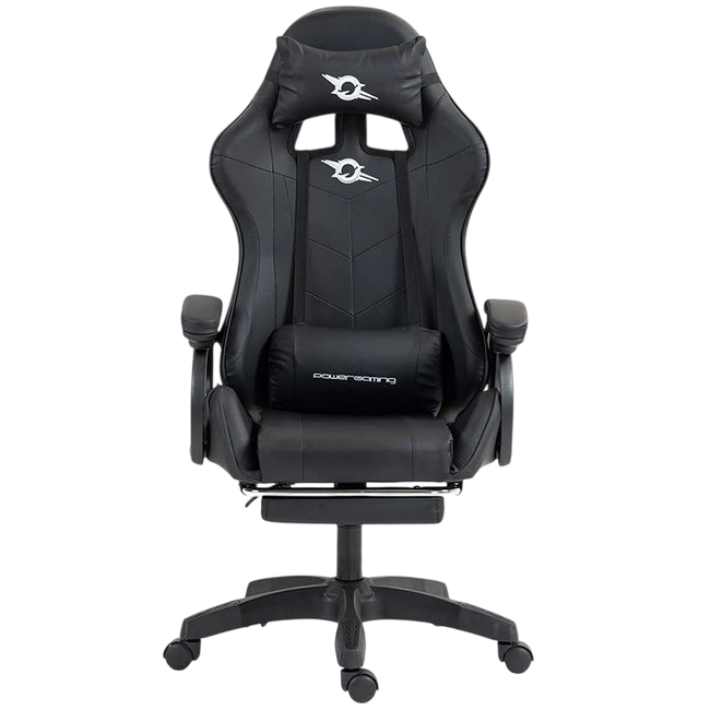 PowerGaming Silla 7 puntos Masaje Reposapiés Negro Hover Image