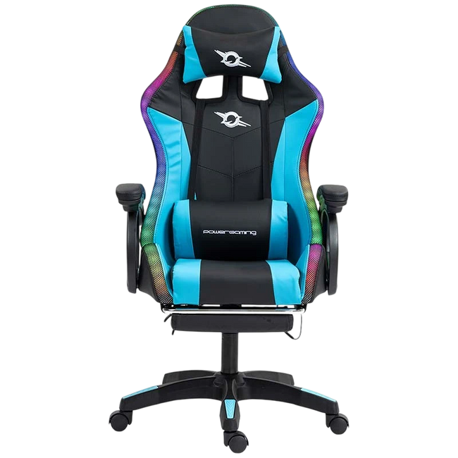 PowerGaming LED RGB Silla Reposapiés Negro+Azul Hover Image