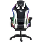 PowerGaming LED RGB Silla 7 puntos Masaje Reposapiés Negro+Blanco