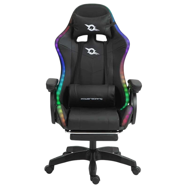 PowerGaming LED RGB Silla Altavoz Masaje Reposapiés Negro Hover Image