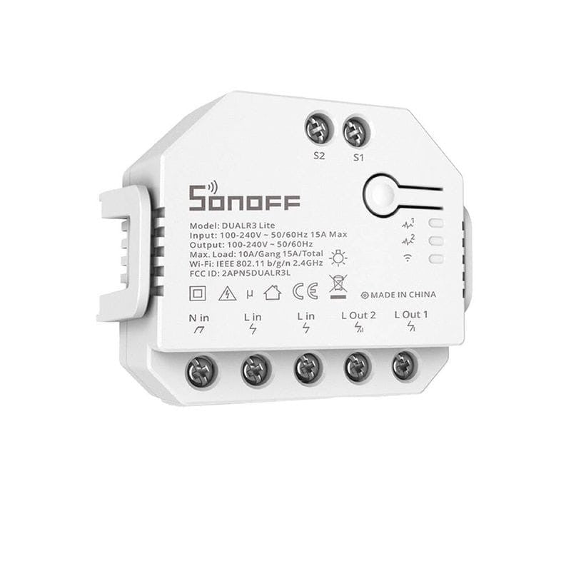 Sonoff Dual R3 Lite Blanco - Switch inteligente Wi-Fi Compatible con Amazon Alexa y Google Assistant