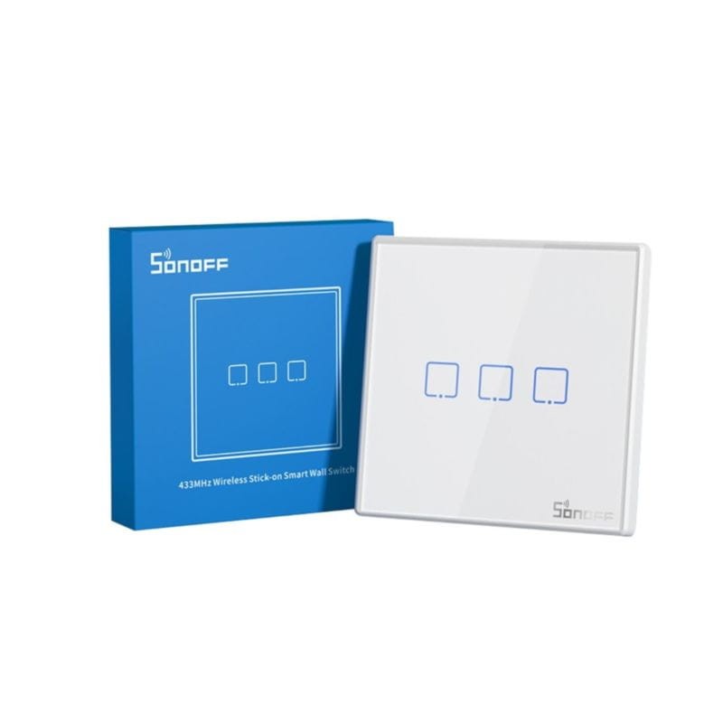 Sonoff T2EU3C-RF 433MHz 3 botones - Interruptor táctil inteligente programable para una o varias luces