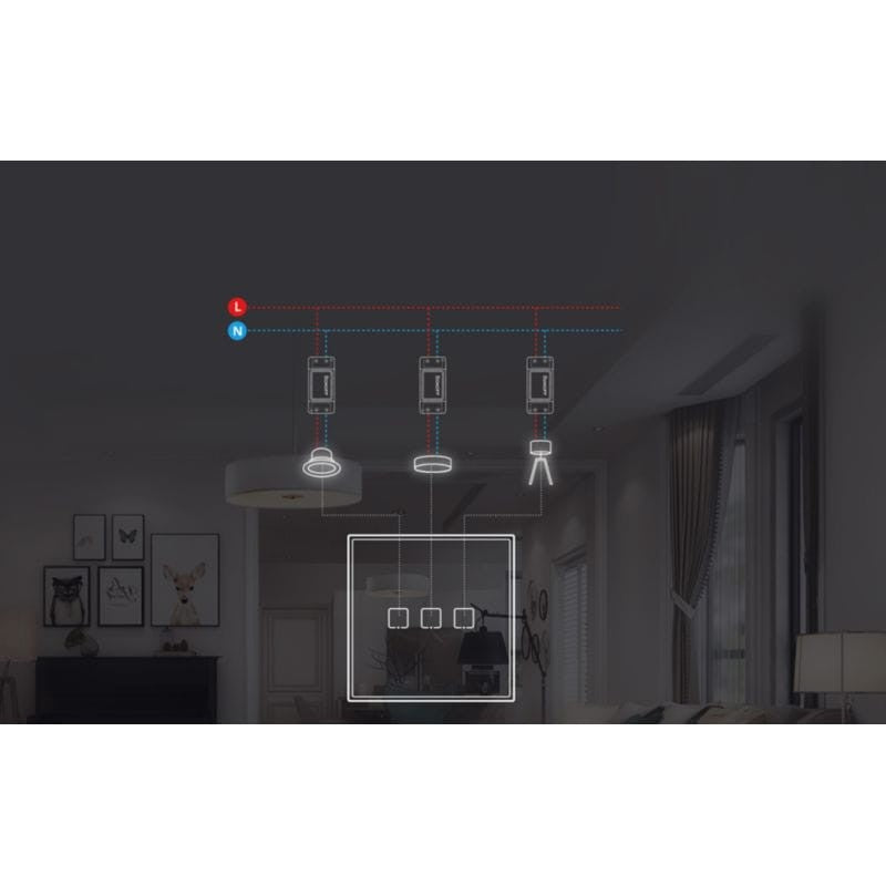 Sonoff T2EU3C-RF 433MHz 3 botones - Interruptor táctil inteligente programable para una o varias luces
