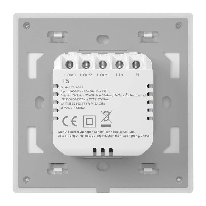 SONOFF TX T5 3C 3 botones Blanco WiFi Interruptor táctil inteligente de pared