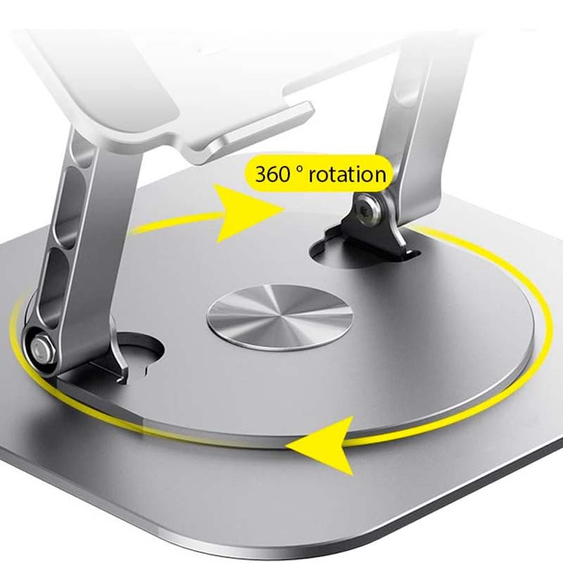 Soporte Giratorio LS928 para Tablet y Ordenador Portátil de Aluminio Plata