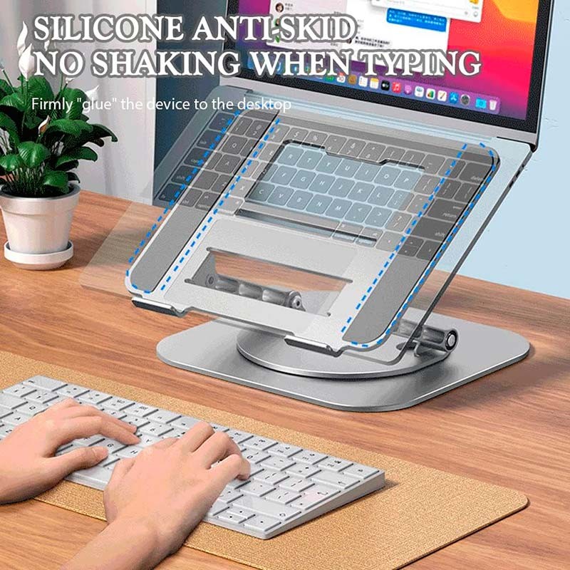 Soporte Giratorio LS928 para Tablet y Ordenador Portátil de Aluminio Plata