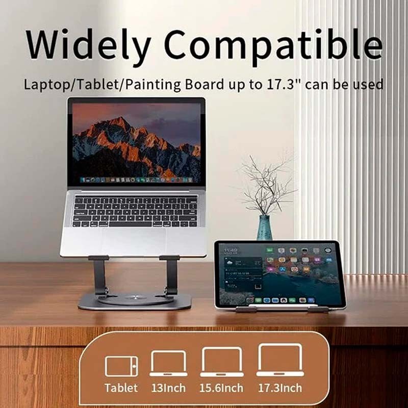 Soporte Giratorio LS928 para Tablet y Ordenador Portátil de Aluminio Plata