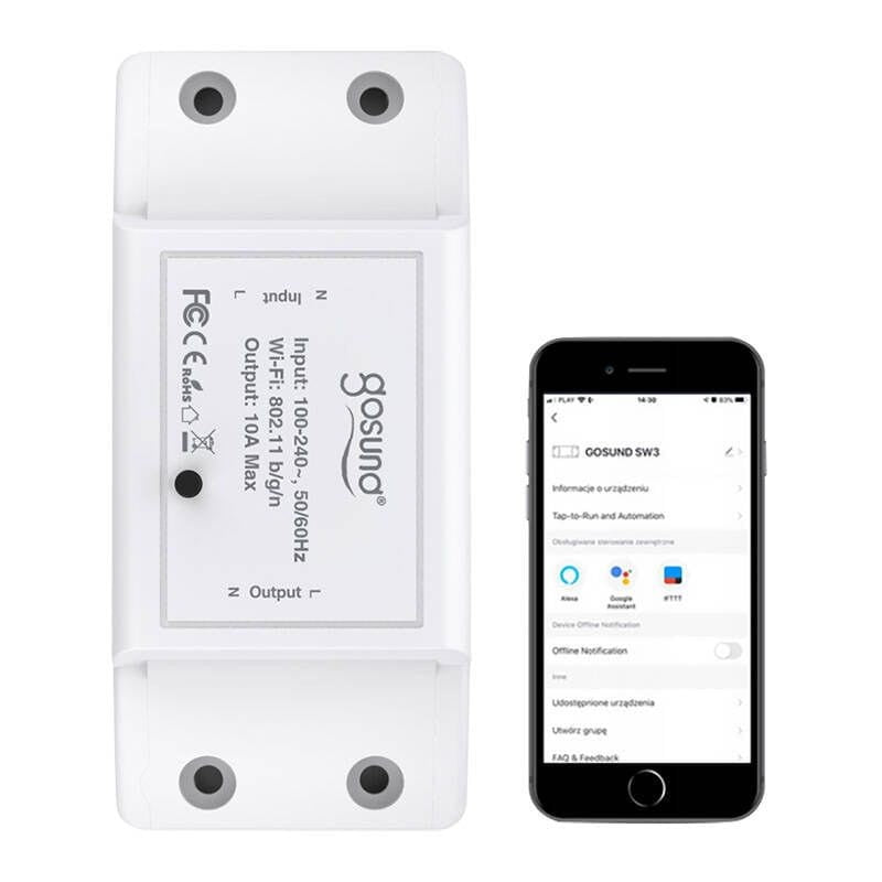 Gosund SW3 Wi-Fi 100~200 V 10 A Blanco - Relé inteligente