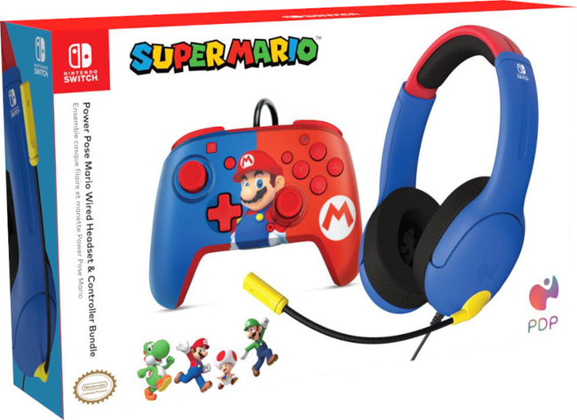 Accesorio Pdp Power Pose Super Mario Bros Wired Headset Lvl40 +controller ( Switch 2 / Lite / Oled ) Hover Image