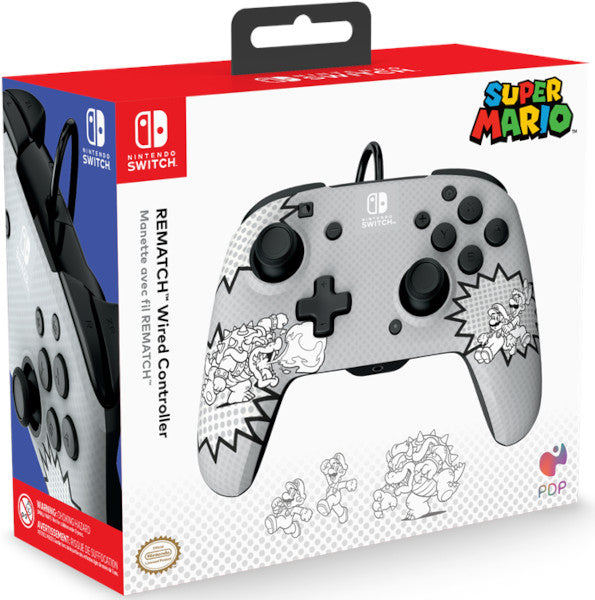 Mando Pdp Rematch Wired Controller Super Mario Comic Strip ( Switch 2 / Lite / Oled )