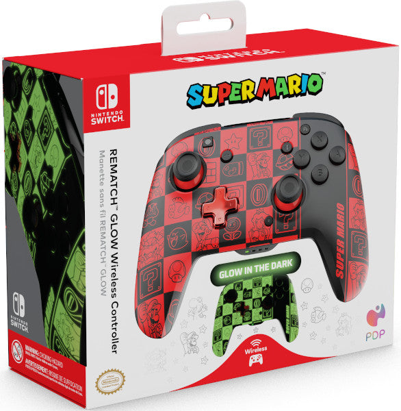Mando Pdp Rematch Wireless Controller Super Mario Icons (glow In The Dark) ( Switch 2 ) Hover Image