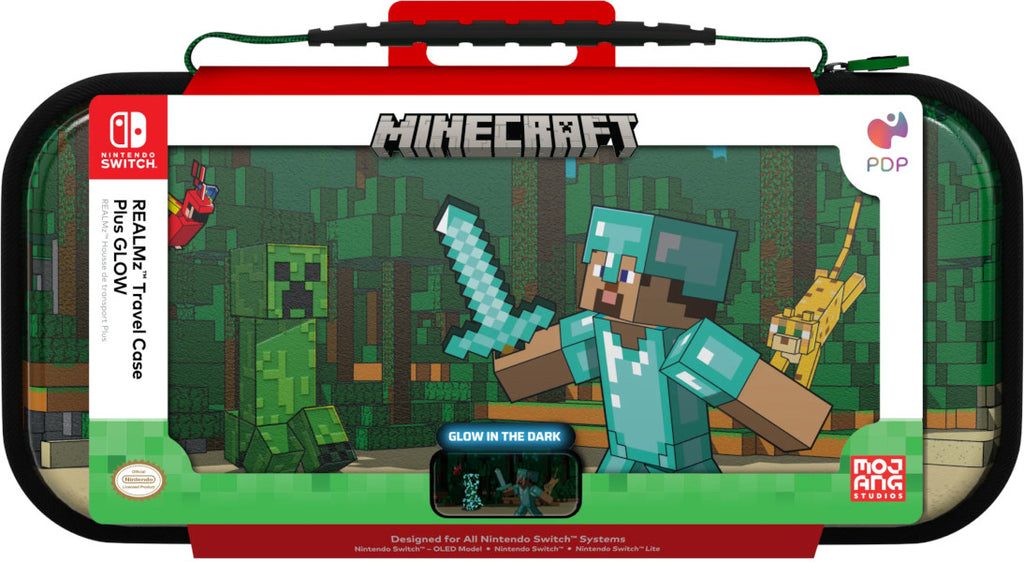 Funda Pdp Realmz Travel Case Plus Glow Minecraft (switch/lite/oled)