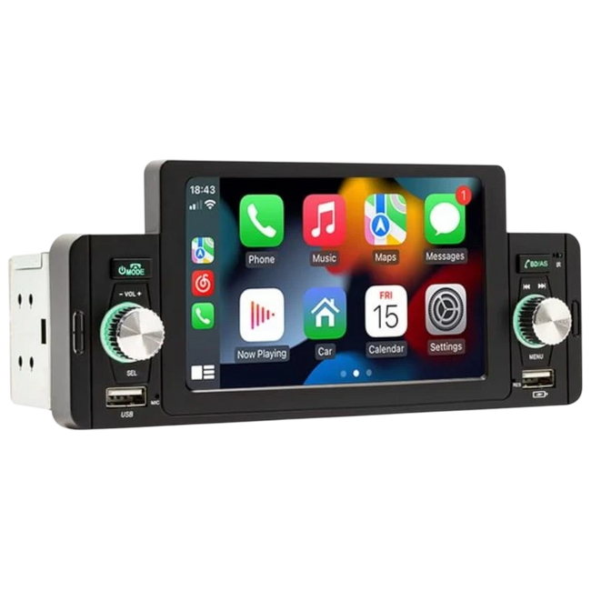 Autoradio 1 DIN SWM 160W 5 pulgadas Bluetooth/Carplay/Android Auto inalámbrico/USB Negro Hover Image