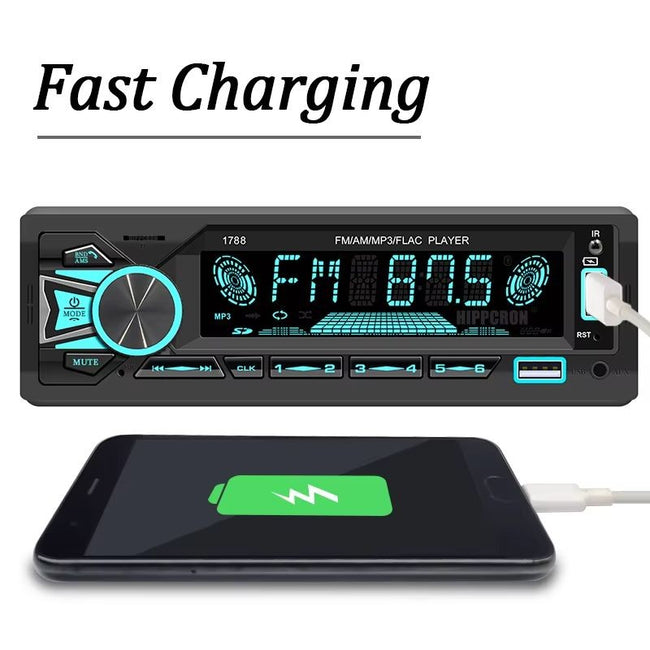 Autoradio 1 DIN SWM 1789 Bluetooth con pantalla LED de 7 colores Negro Main Image