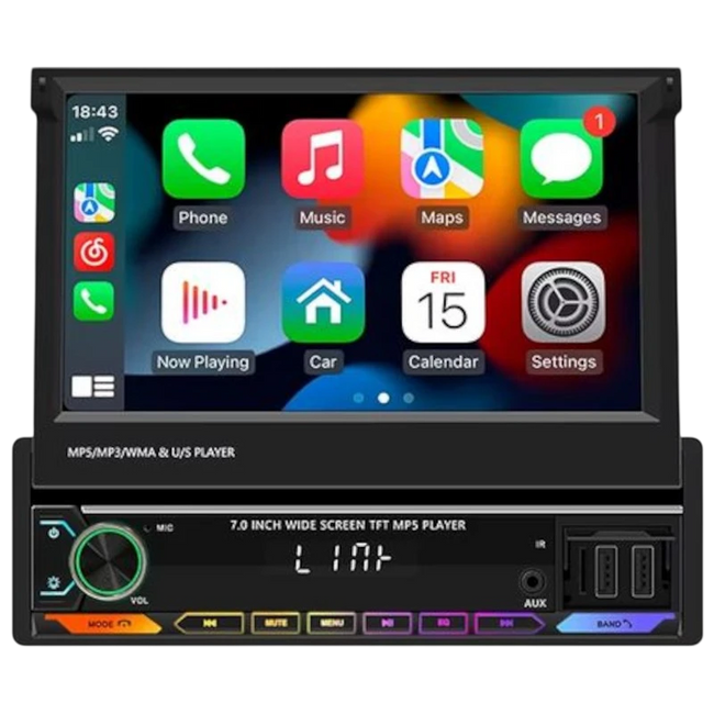 Autoradio 1 DIN SWM 9614C 7 pulgadas Bluetooth/Carplay USB Negro Hover Image