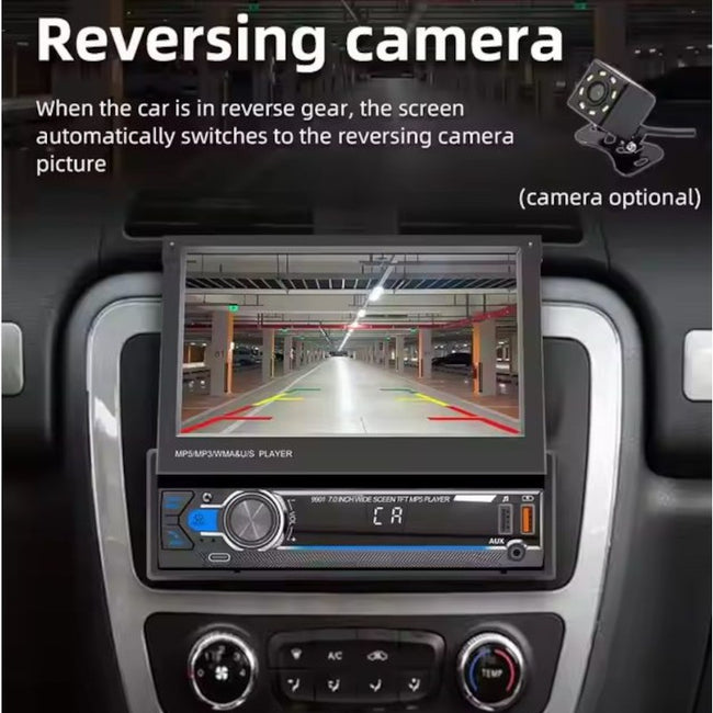 Autoradio 1 DIN SWM 9901 Bluetooth con pantalla retráctil de 7 pulgadas, compatible con MP5 Negro Main Image