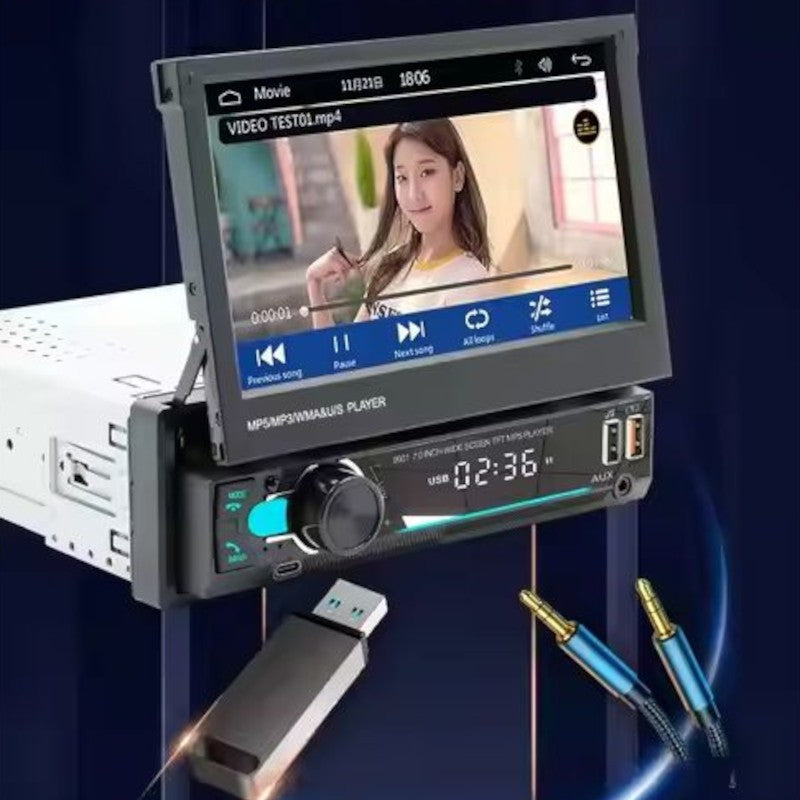 Autoradio 1 DIN SWM 9901 Bluetooth con pantalla retráctil de 7 pulgadas, compatible con MP5 Negro