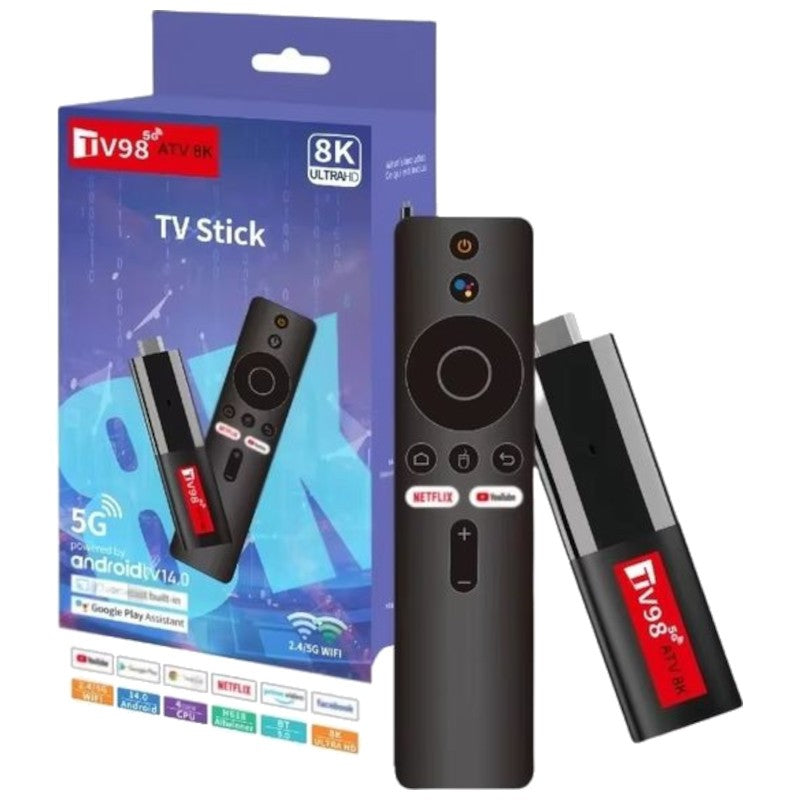TV98 ATV Mini 8K RK3518 2GB/16GB Wifi Dual Android 14 Negro - Android TV