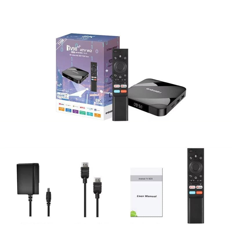 TV98 ATV W2 8K S905W2 2GB/16GB Wifi Dual Android 14 Negro - Android TV