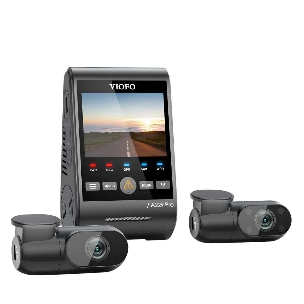 VIOFO A229 Pro 3CH Cámara Delantera 4L 30fps, Trasera 2K, Interior 2K - Dash Cam