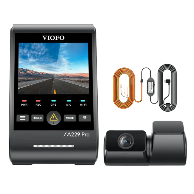 VIOFO A229 Pro Tele 3CH Dashcam 4K+2K+1080p 3 canales WiFi 5 GHz 140 Hover Image