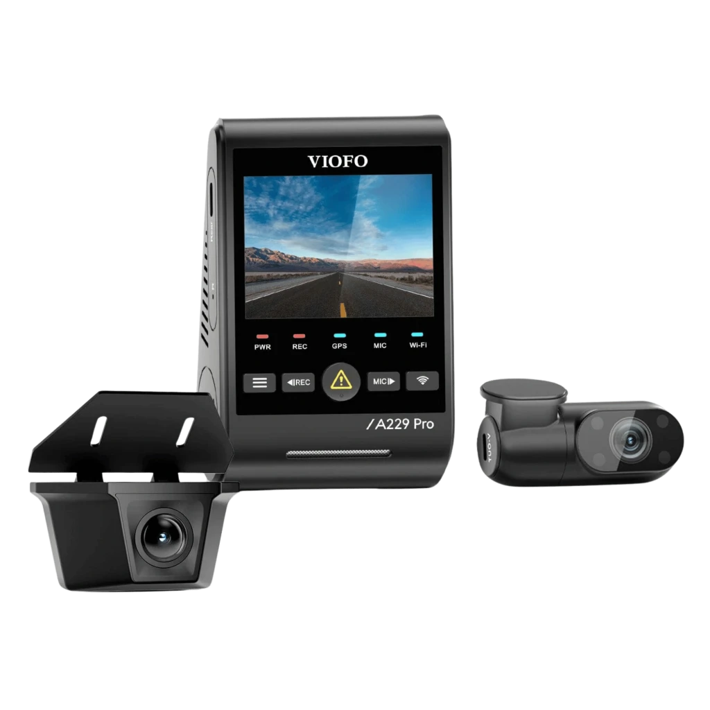 VIOFO A229 Pro-W 3CH Cámara Delantera 4K 30fps, Trasera Waterproof 2K 30fps, Interior 1080p 30fps - Dash Cam
