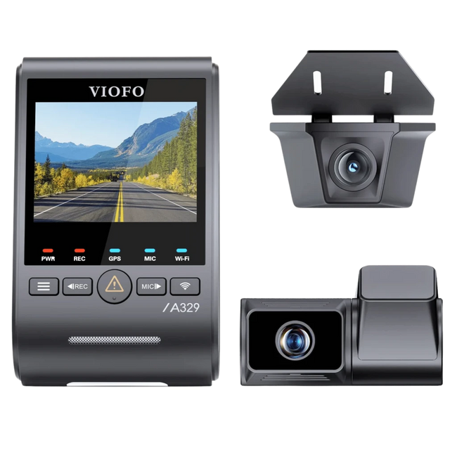 VIOFO A329TW 3CH: Dash Cam Triple con 4K, Teleobjetivo y Cámara Exterior IP67 Hover Image